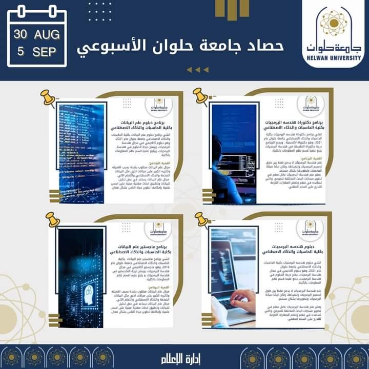 الحصاد الاسبوعي لجامعة حلوان  