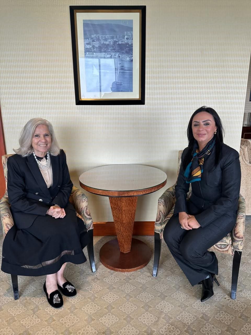 وزيرة التضامن الاجتماعي تلتقي السفيرة هيفاء أبو غزالة