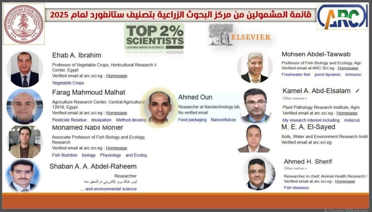 وزير الزراعة يهنئ 9 من باحثي مركز البحوث الزراعية تم إدراجهم ضمن قائمة ستانفورد لأفضل العلماء