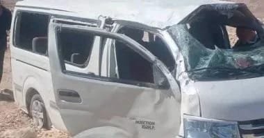 إصابة 8 أشخاص فى حادث انقلاب سيارة ميكروباص بالفيوم