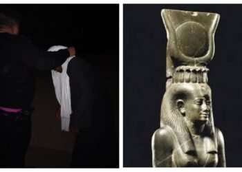 ضبط تمثال أثري فرعوني بحوزة مهربين على الطريق الزراعي بالمنيا