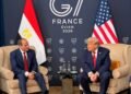 السيسي وترامب بإيفيان يتفقان على تكثيف التنسيق لتسوية أزمات الشرق الأوسط ودفع خطة سلام غزة