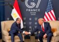السيسي وترامب بإيفيان يتفقان على تكثيف التنسيق لتسوية أزمات الشرق الأوسط ودفع خطة سلام غزة