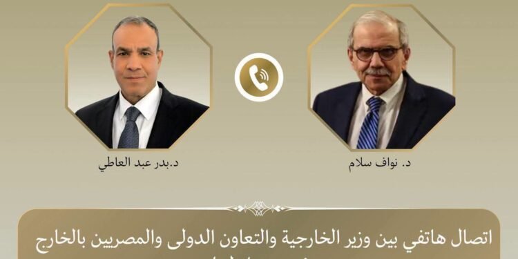 وزير الخارجية يؤكد لنظيره اللبناني تضامن مصر الكامل وضرورة الانسحاب الإسرائيلي من كافة الأراضي اللبنانية